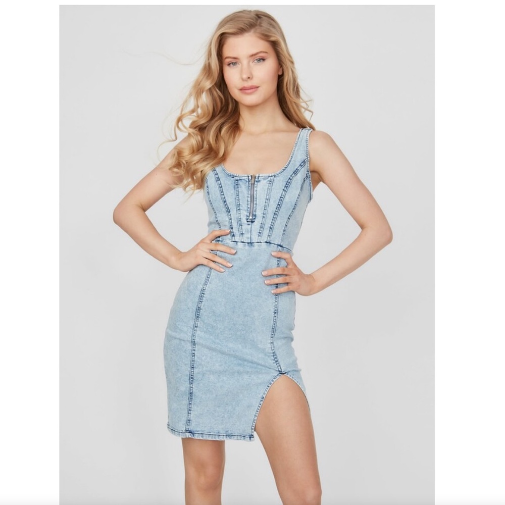 Guess Factory Eco Fleur Denim Dress size XL